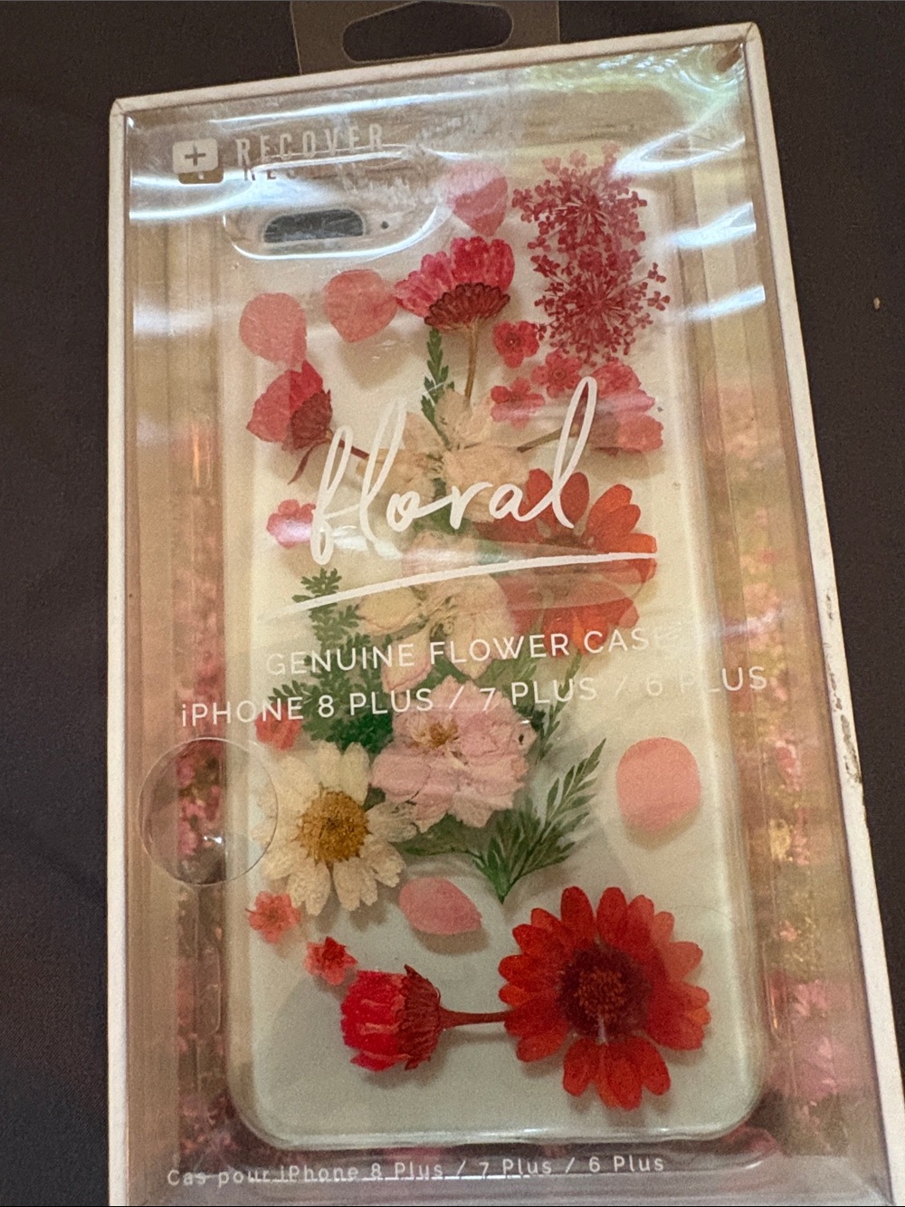 Recover Floral Genuine Flower Phone Case for iPhone 8 Plus/7 Plus - Pink & Red